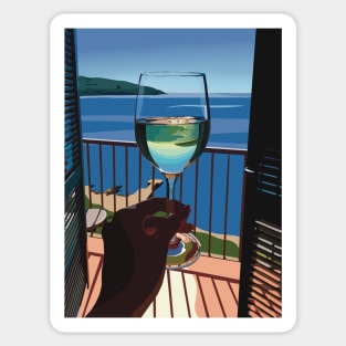 Wine Ocean view Europe Ilustration Sticker